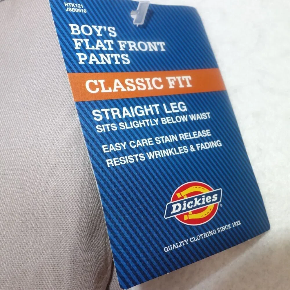 NEW Dickies Classic Fit Straight Leg Flat Front Uniform Pants Boy's 4 Gray - Picture 2 of 5